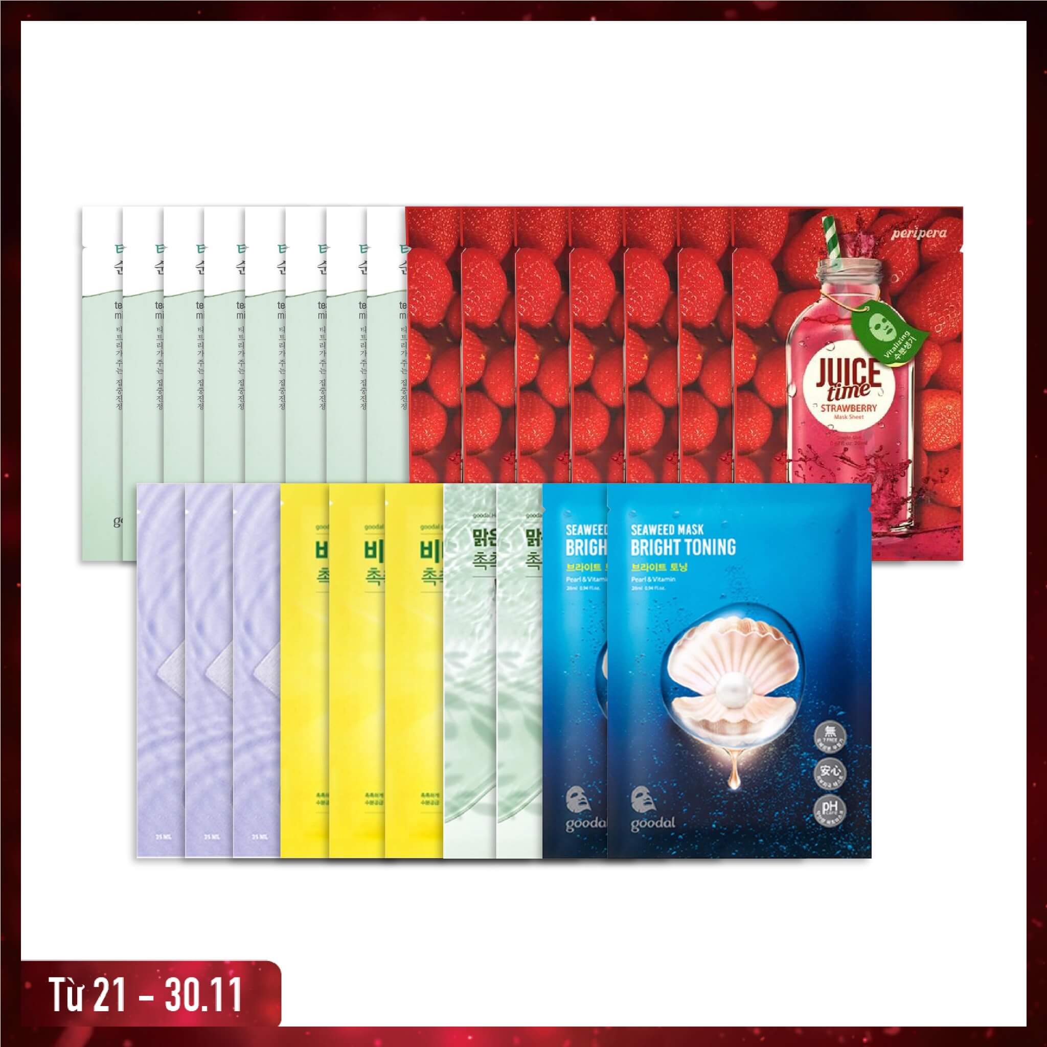Combo 25 Mặt Nạ Giấy Làm Dịu & Sáng Mịn Da Goodal - Peripera - Dermatory
