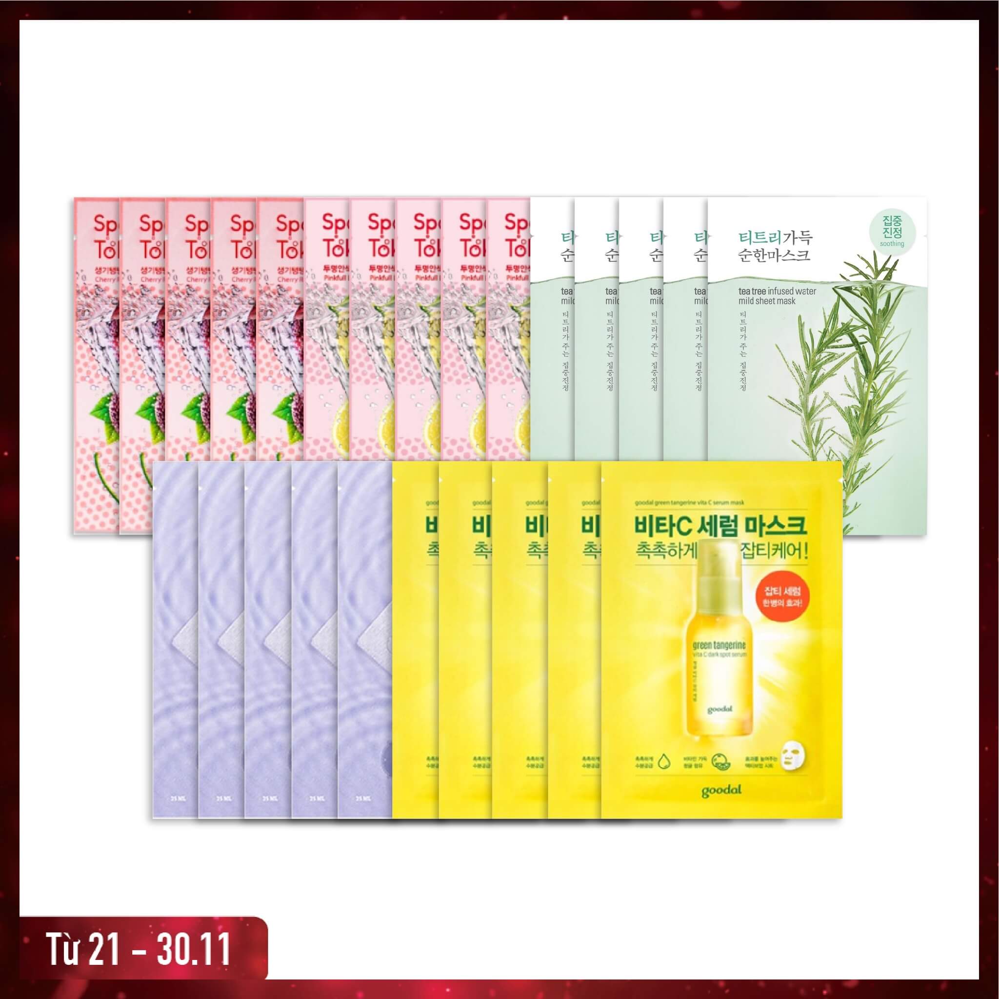 Combo 25 Mặt Nạ Phục Hồi Độ Ẩm, Chăm Sóc Da Mịn Màng Goodal - Peripera - Dermatory