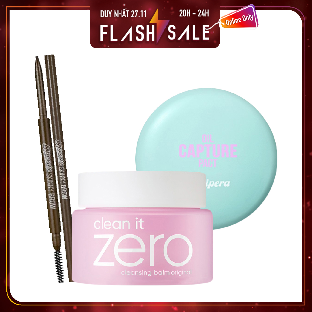 Combo Tẩy Trang & Phấn Phủ Kiềm Dầu Peripera Oil Capture Pact