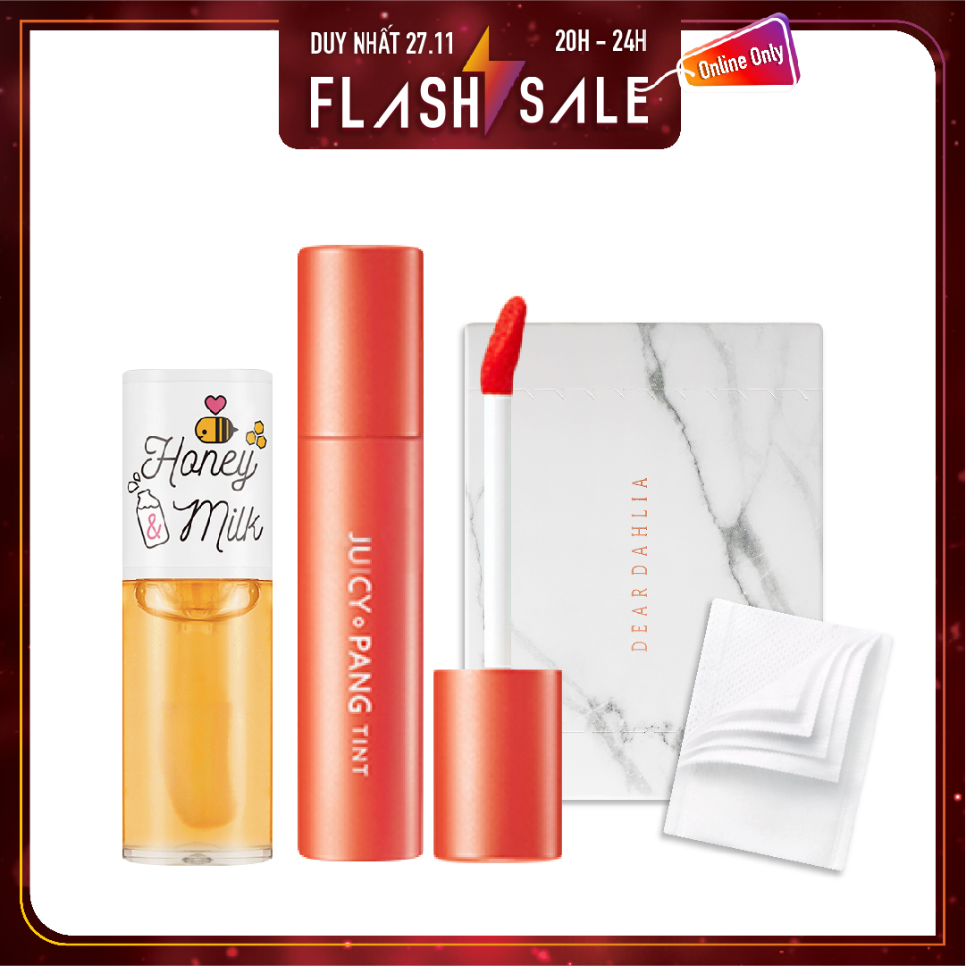 Combo Son Dưỡng & Son Nước Lì A'pieu Juicy Pang Tint Or01 Tangerine