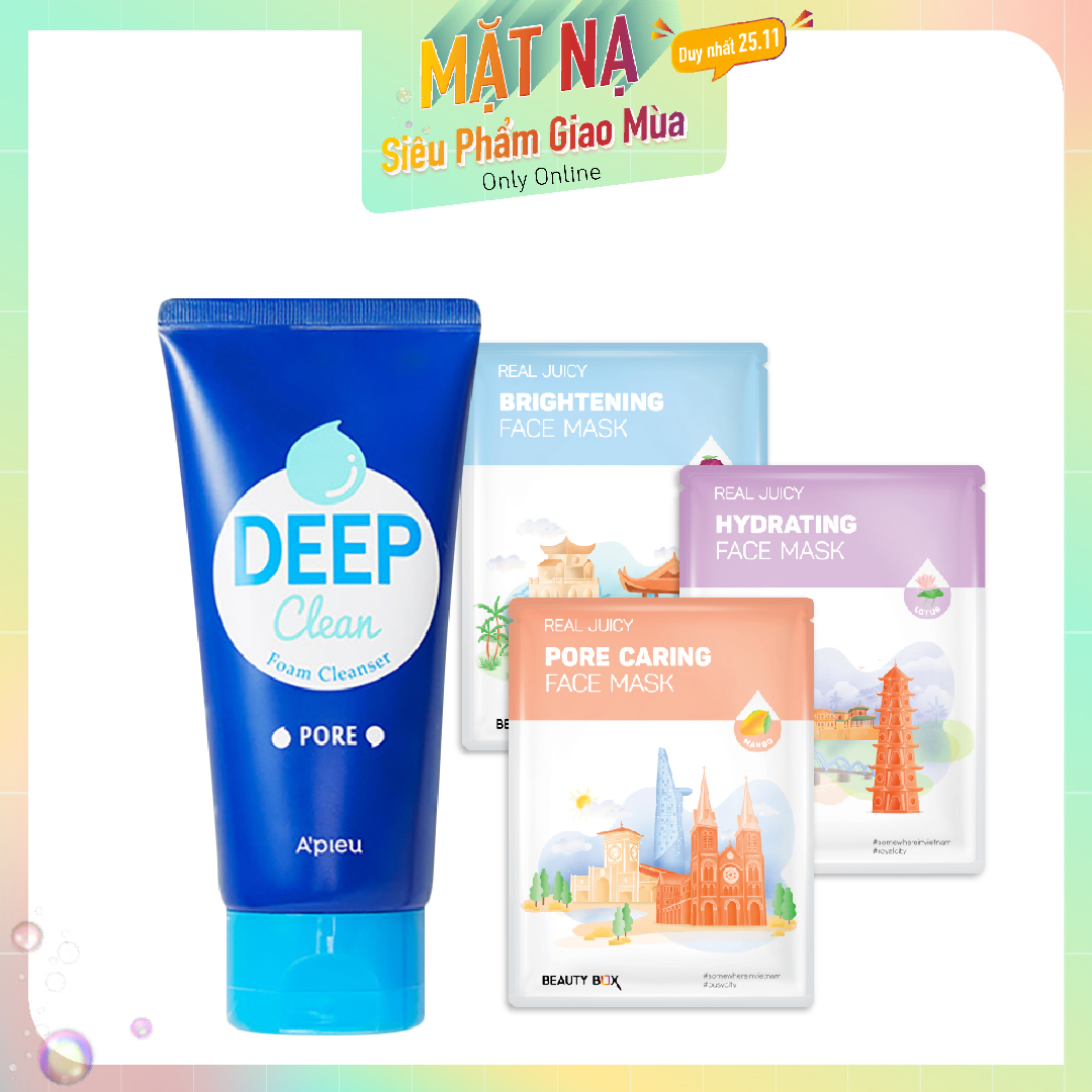 Combo Mặt Nạ & Sữa Rửa Mặt A'pieu Deep Clean Foam Cleanser (Pore)