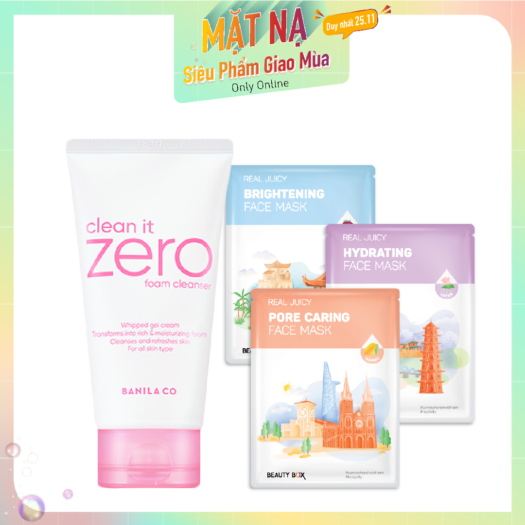 Combo Mặt Nạ & Sữa Rửa Mặt Banila Co Clean It Zero Foam Cleanser 150Ml