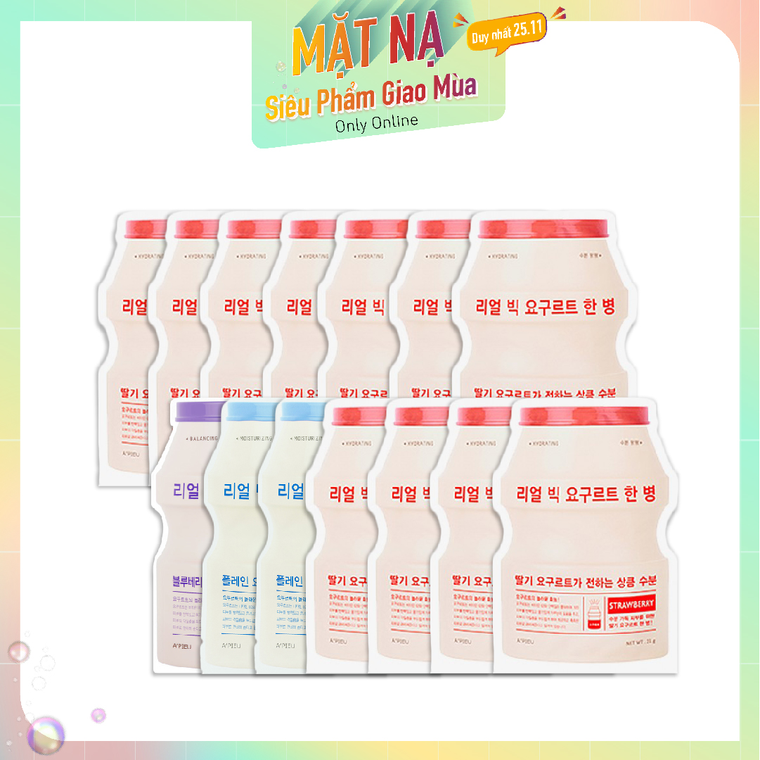 Combo 14 Mặt Nạ Làm Săn Chắc, Sáng Hồng Da A'pieu Real Big Yogurt One - Bottle