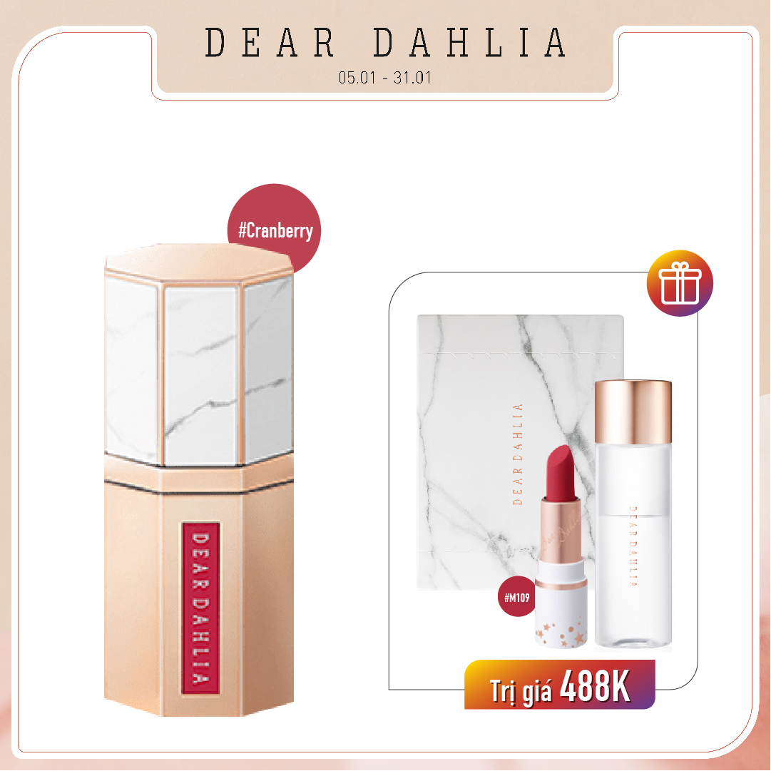 Combo Son Kem Hiệu Ứng Nhung Mịn Dear Dahlia Paradise Dream Velvet Lip Mousse Cranberry (4Pc)