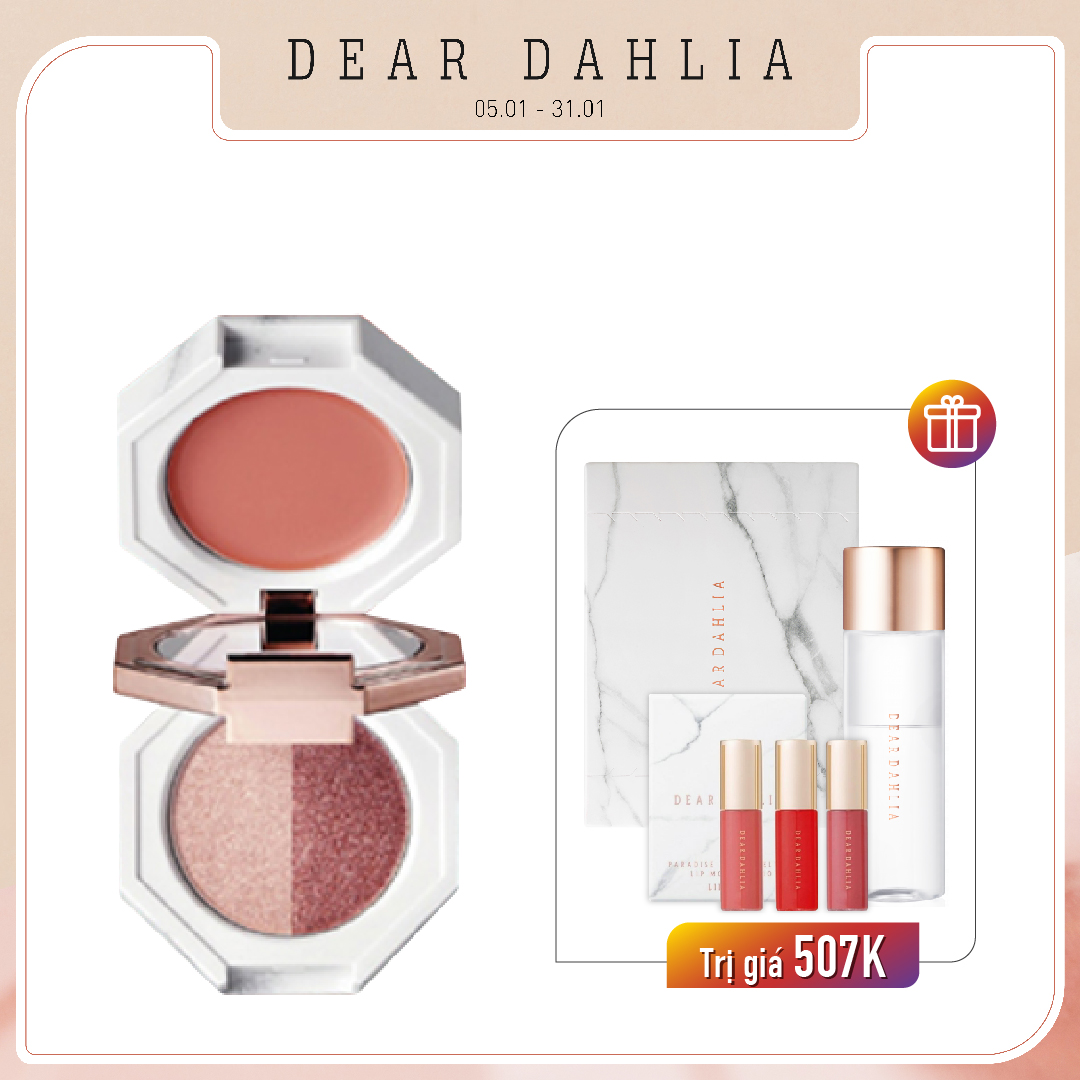 Combo Phấn Mắt Ánh Nhũ Lấp Lánh Dear Dahlia Paradise Dual Palette [Match] Multi - Balm & Eye Shadow Trio -  Strawberry Crush