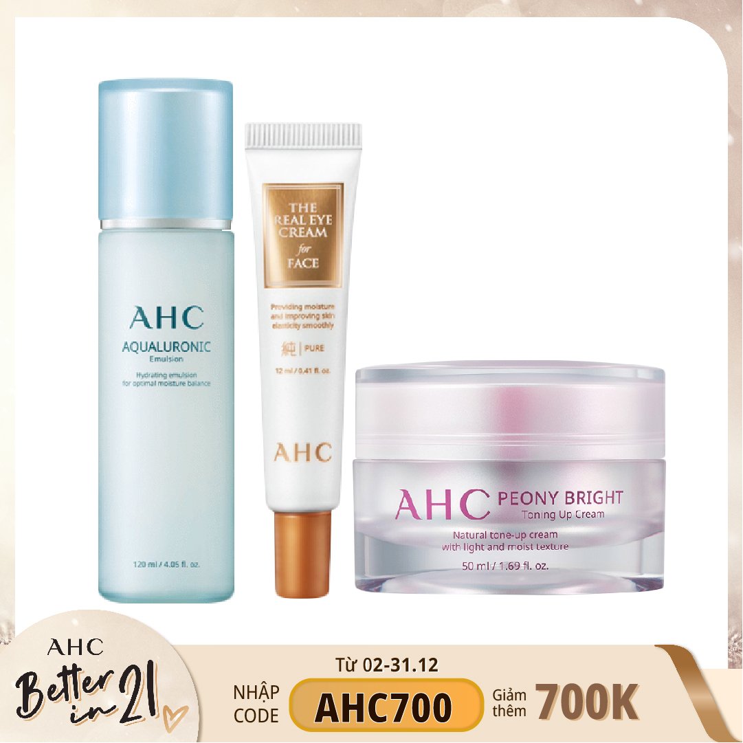 Combo Dưỡng Ẩm, Làm Sáng Da Hiệu Quả Ahc Peony Bright Toning Up Cream (3Pc)
