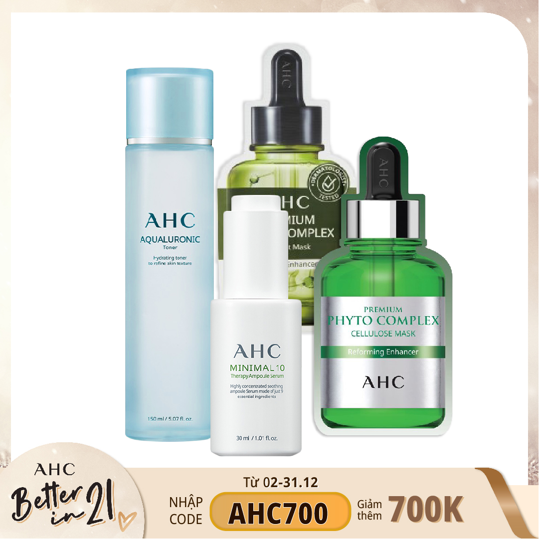 Combo Dưỡng Ẩm & Phục Hồi Da Khỏe Khoắn Ahc Minimal 10 Therapy Ampoule Serum (4Pc)