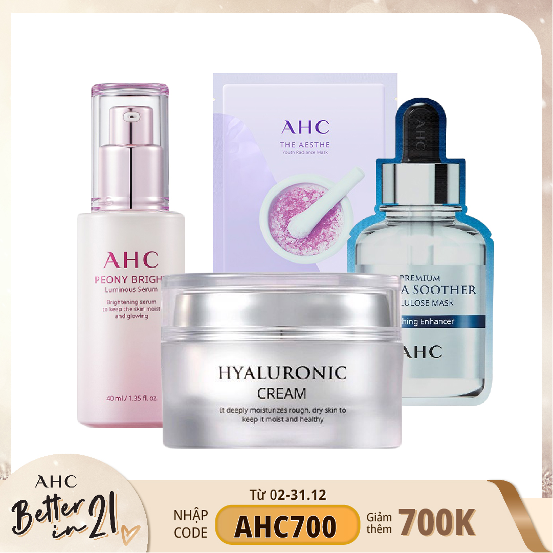 Combo Cấp Dưỡng Ẩm, Làm Sáng Da Vượt Trội Ahc Peony Bright Luminous Serum