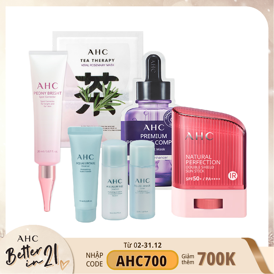 Combo Dưỡng Sáng Da & Chống Nắng Dạng Thỏi Ahc Natural Perfection Double Shield Sun Stick (7Pc)