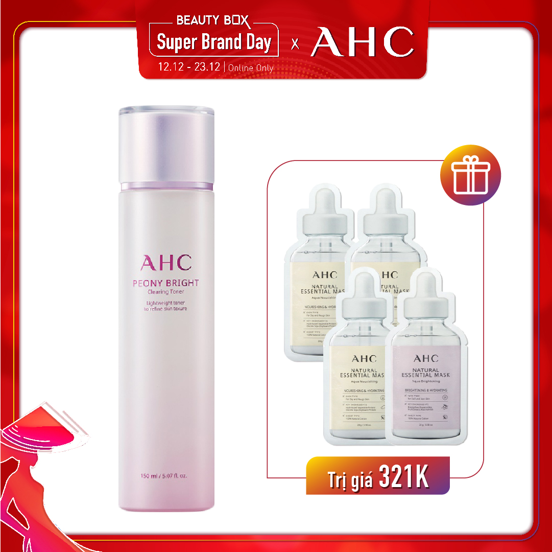 Combo Mặt Nạ & Nước Cân Bằng Làm Sáng Da Ahc Peony Bright Clearing Toner 150Ml