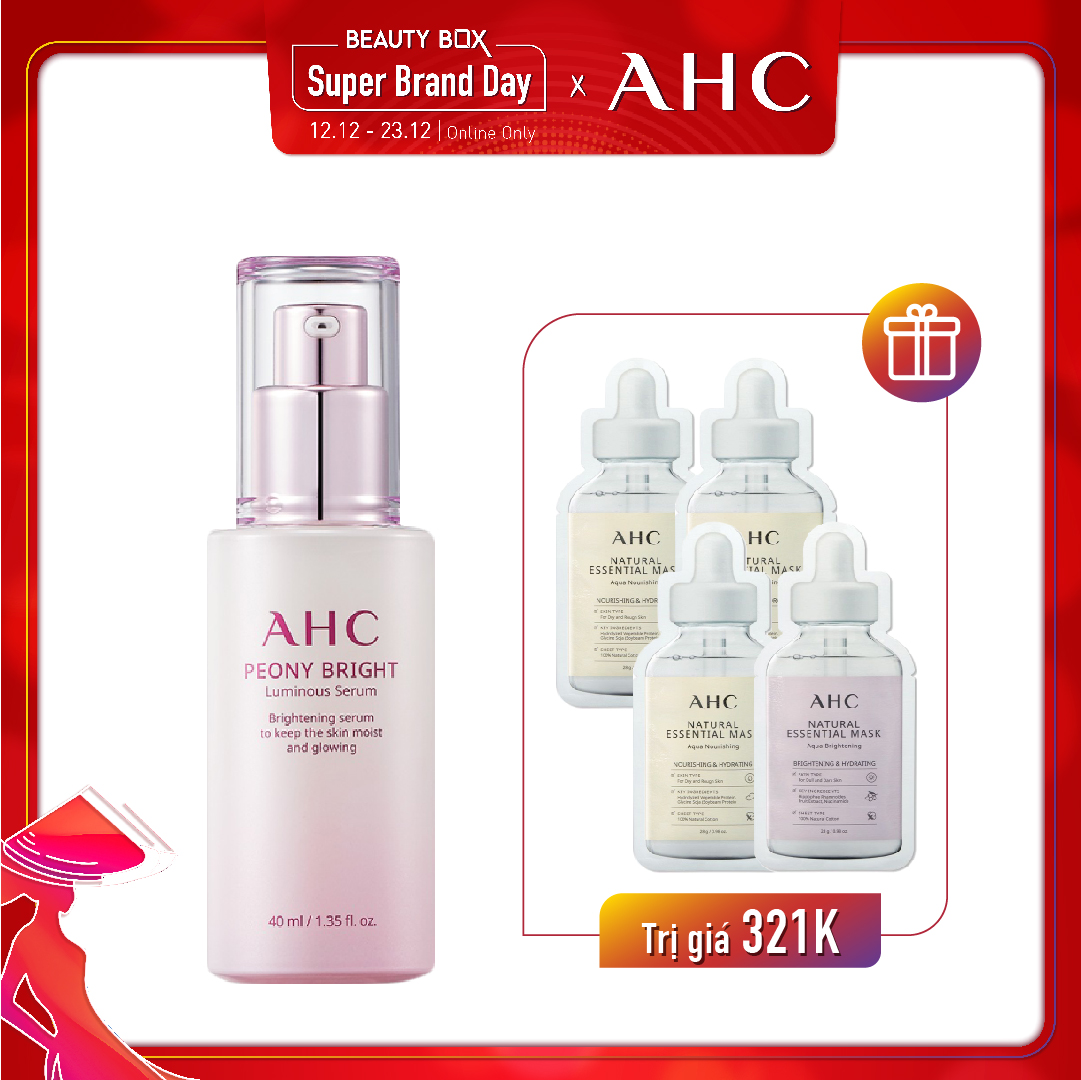 Combo Mặt Nạ & Tinh Chất Dưỡng Sáng Da Ahc Peony Bright Luminous Serum 40Ml
