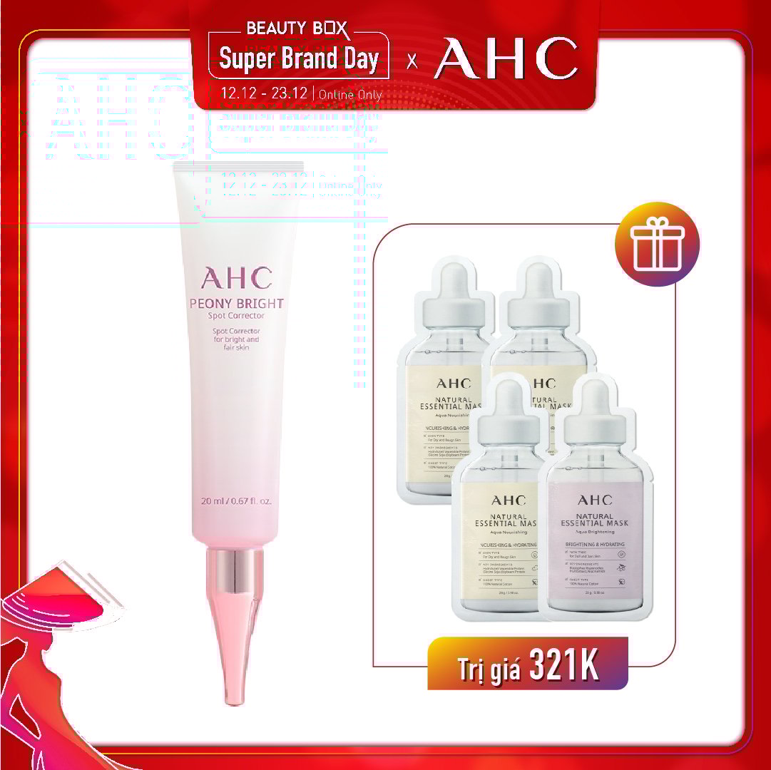 Combo Mặt Nạ & Tinh Chất Dưỡng Làm Sáng Da Ahc Peony Bright Spot Corrector 20Ml