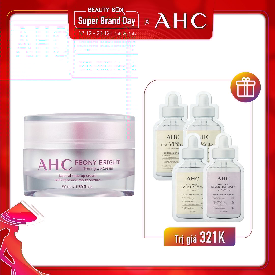 Combo Mặt Nạ & Kem Dưỡng Làm Sáng Da Ahc Peony Bright Toning Up Cream 50Ml