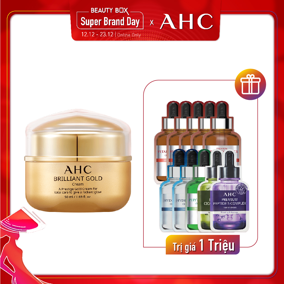 Combo Mặt Nạ & Kem Dưỡng Chống Lão Hóa Chuyên Sâu Ahc Brilliant Gold Cream 50Ml