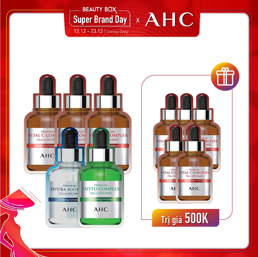 Combo 10 Mặt Nạ Giấy Phục Hồi & Dưỡng Sáng Da Ahc Premium Complex Cellulose