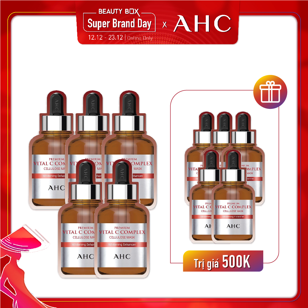 Set 10 Mặt Nạ Giấy Làm Sáng Trắng Da Ahc Premium Vital C Complex Cellulose