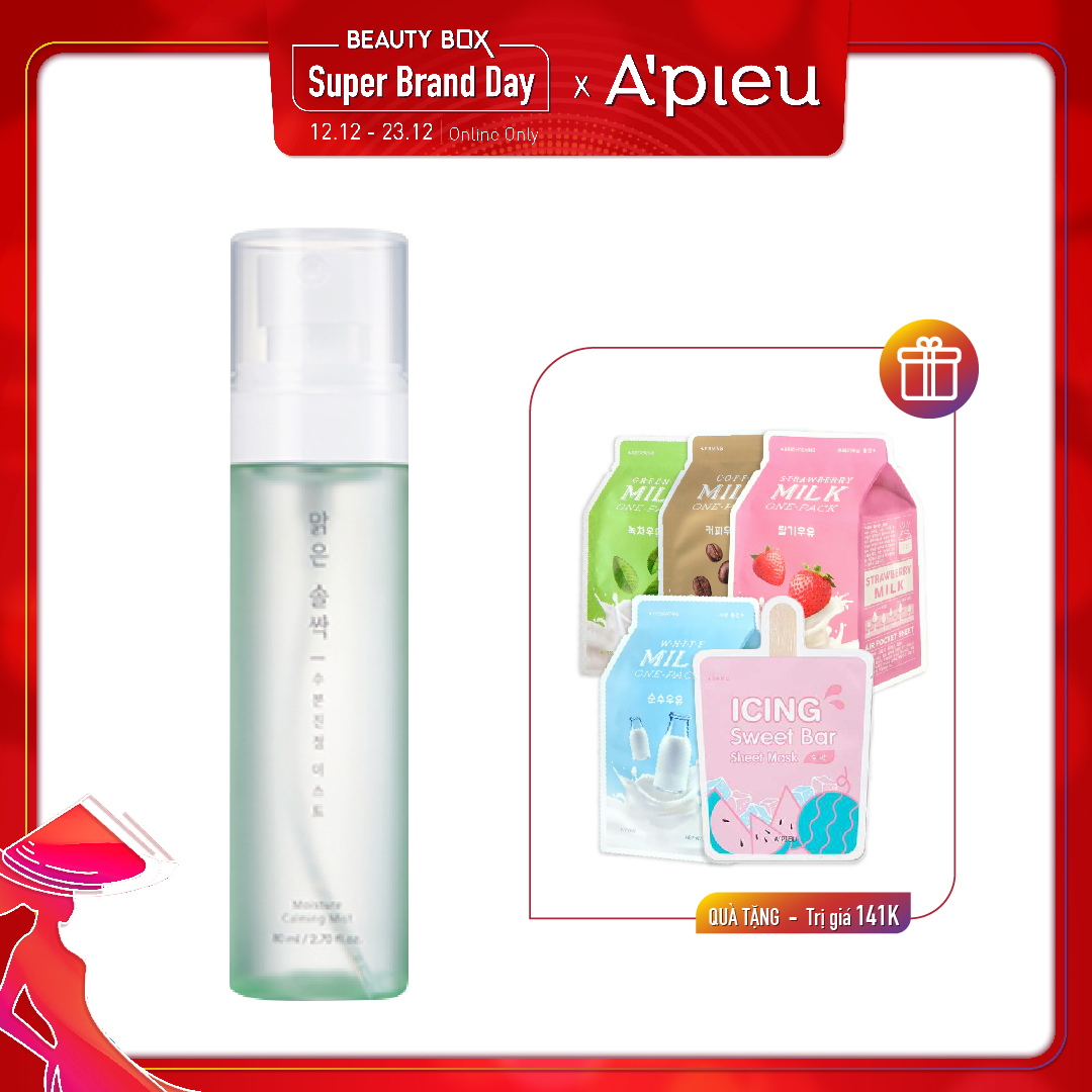 Combo Mặt Nạ & Xịt Khoáng Dưỡng Ẩm A'pieu Pure Pine Bud Moisture Calming Mist 80Ml