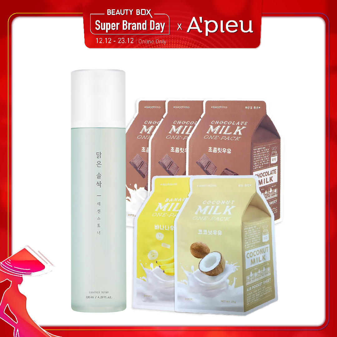 Combo Mặt Nạ & Nước Cân Bằng Dưỡng Ẩm A'pieu Pure Pine Bud Essence Toner 130Ml