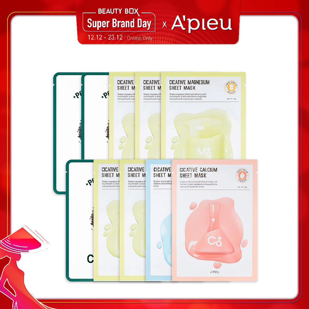 Combo Mặt Nạ Cấp Ẩm, Chăm Sóc Lỗ Chân Lông A'pieu Cicative Sheet (10Pc)