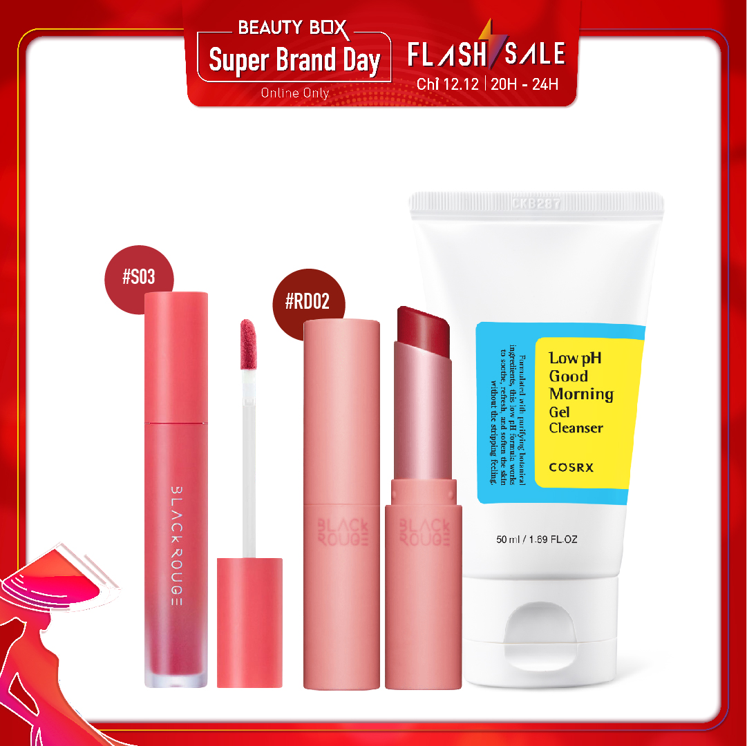 Combo Sữa Rửa Mặt & Son Black Rouge Rose Velvet Lipstick (3Pc)