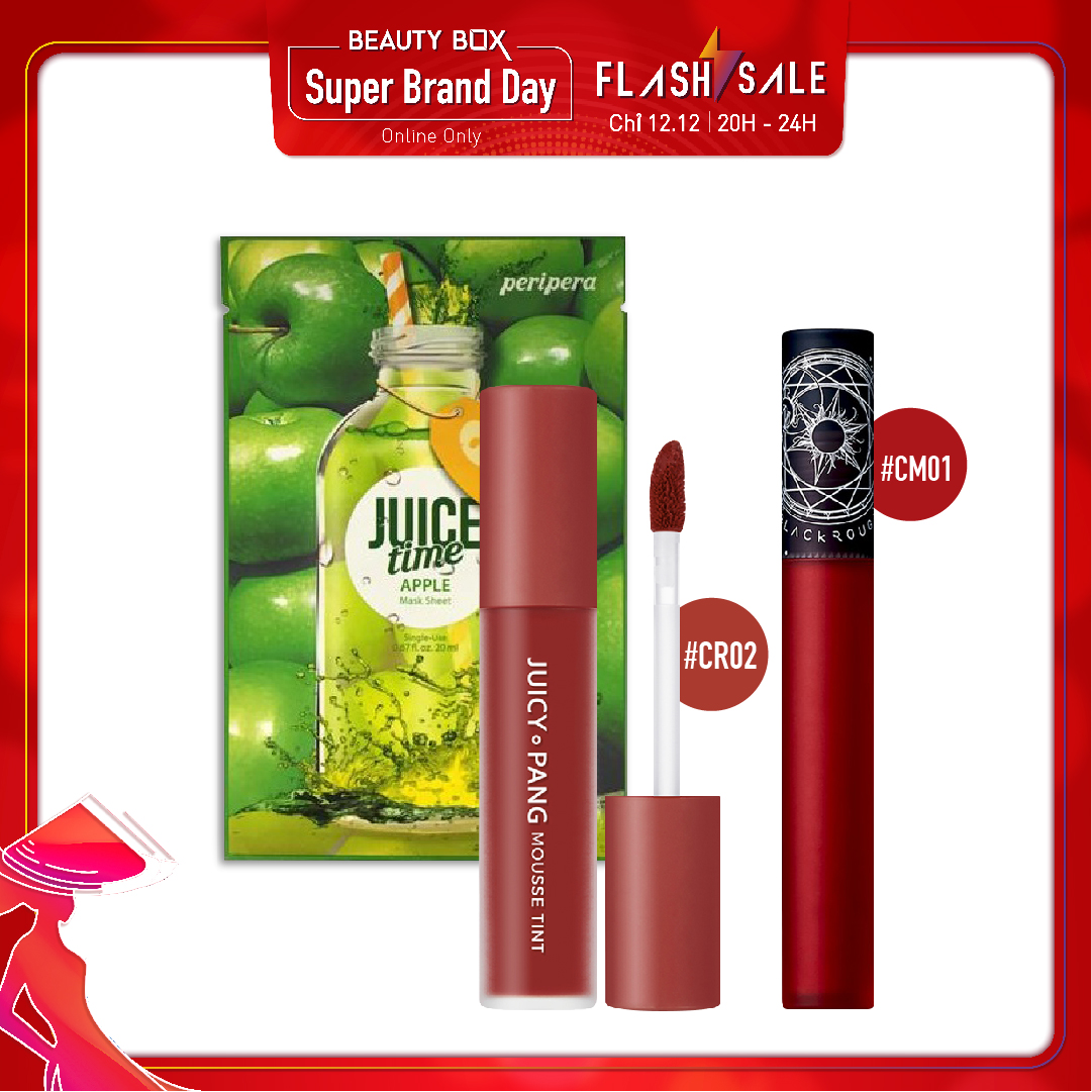 Combo Son Kem Hiệu Ứng Lì Mịn Black Rouge Cream Matt Rouge Cm01 (3Pc)