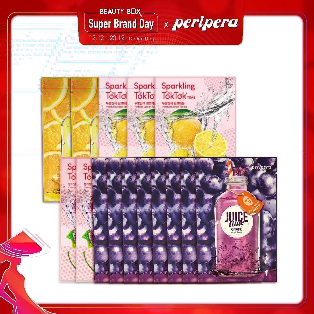 Combo 15 Mặt Nạ Phục Hồi Độ Ẩm, Nuôi Dưỡng Da Tươi Sáng Peripera (Juice Time - Sparkling Toktok)