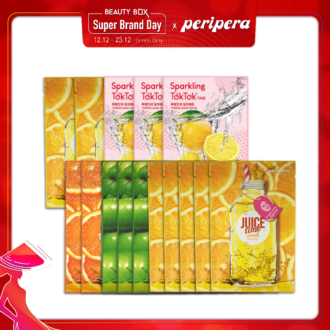 Combo 15 Mặt Nạ Cung Cấp Dưỡng Chất Từ Trái Cây Cho Da Tươi Sáng Peripera Juice Time