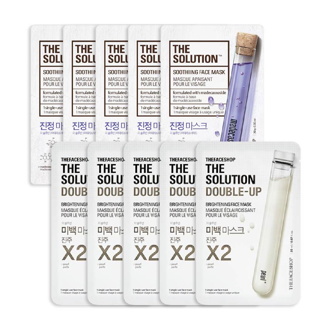 [5 Tặng 5] Combo 10 Mặt Nạ Làm Sáng Và Dịu Da Thefaceshop The Solution Double - Up Brightening & Soothiing