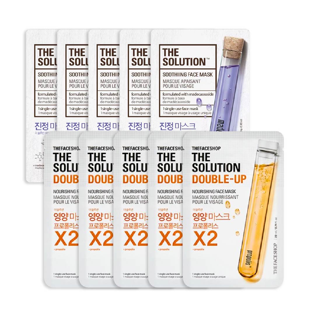 [5 Tặng 5] Combo 10 Mặt Nạ Chống Lão Hóa Và Dịu Da Thefaceshop The Solution Double - Up Nourishing & Soothiing