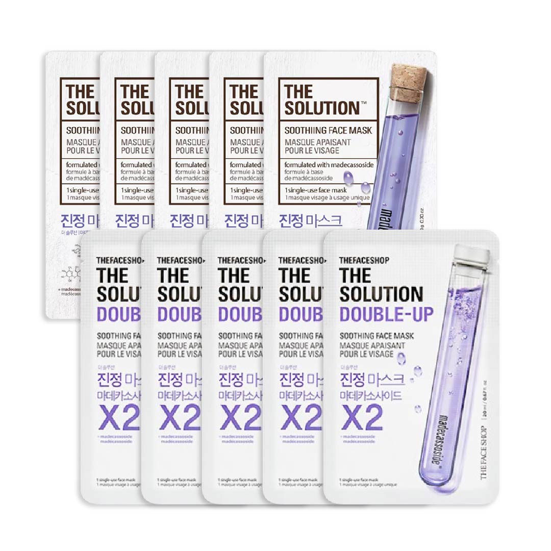 [5 Tặng 5] Combo 10 Mặt Nạ Siêu Cấp Ẩm Làm Dịu Da Thefaceshop The Solution Double - Up Soothiing