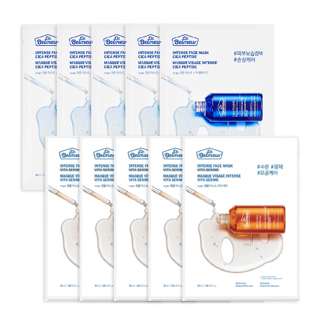 [5 Tặng 5] Combo Mix 10 Mặt Nạ Làm Săn Chắc, Sáng Da Dr.belmeur Intense Vita Serine - Cica Peptide