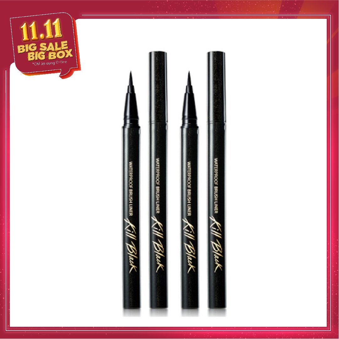 Combo 02 Bút Kẻ Viền Mắt Lâu Trôi Clio Waterproof Brush Liner Kill Black 0.55Ml