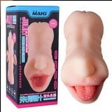  Âm đạo giả 2 đầu miệng môi răng lưỡi mềm mại cầm tay cho nam 