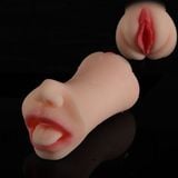  Âm đạo giả 2 đầu miệng môi răng lưỡi mềm mại cầm tay cho nam 