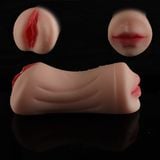 Âm đạo giả 2 đầu miệng môi răng lưỡi mềm mại cầm tay cho nam 