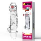  Bao đôn dương vật rung kéo dài có quai đeo bìu trong suốt 