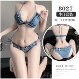  Bikini denim vải bò 2 mảnh dây buộc tôn dáng quyến rũ sexy 