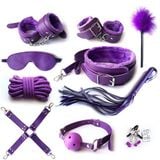  Bộ 10 món BDSM trói tay chân roi da bịt mắt nô lệ tình dục 