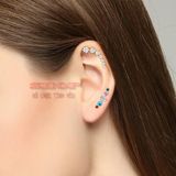  Bông tai thép không gỉ 5 kim cương giả đeo upper lobe & helix 