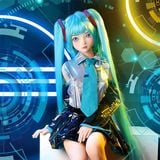  Búp bê tình dục Hatsune Miku Nhật Bản tóc dài màu xanh ngọc 