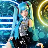  Búp bê tình dục Hatsune Miku Nhật Bản tóc dài màu xanh ngọc 
