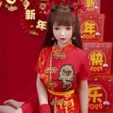  Búp bê tình dục Trung Quốc truyền thống xường xám ngắn màu đỏ 