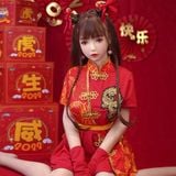 Búp bê tình dục Trung Quốc truyền thống xường xám ngắn màu đỏ 