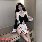  Cosplay nữ tu gợi cảm khoét ngực kèm chip lọt khe gợi cảm 