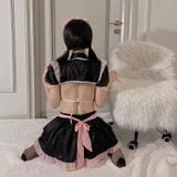  Đồ ngủ cosplay hầu gái sexy gợi dục hở vòng 1 ngực kèm tất 