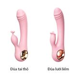  Đũa thần Lilo hình đầu khấc rung kèm nhánh phụ lưỡi liếm điểm G 
