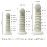  Dương vật giả màu trắng hít tường gân xoắn gợn sóng mềm mại 