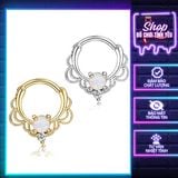  Khuyên septum cánh mũi opal đá tròn mắt mèo kiểu hàn quốc 
