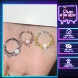  Khuyên septum cánh mũi opal đá tròn mắt mèo kiểu hàn quốc 