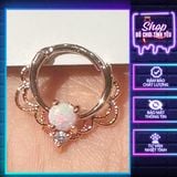  Khuyên septum cánh mũi opal đá tròn mắt mèo kiểu hàn quốc 